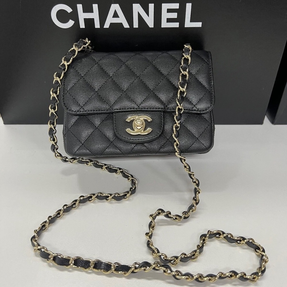 Chanel Black Caviar Square Mini